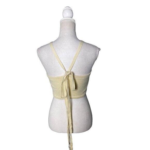 For Love & Lemons Jourdin Tie Crop Top Ivory Womens Size XL - Picture 8 of 12